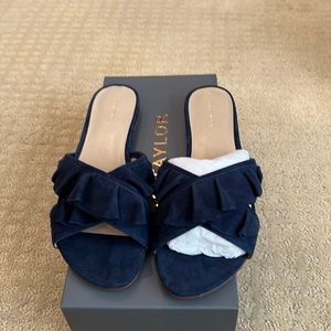 Ann Taylor Kris’s ruffle suede slide size 8. Brand new never worn